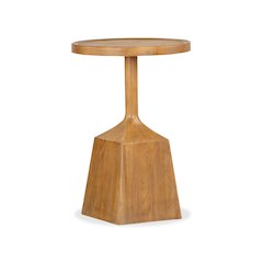 Lindon Belgian Wheat Round Pedestal Accent End Table