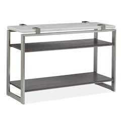 Pearl White And Roasted Almond And Brushed Platinum Rectangular Sofa Table