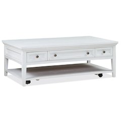 Heron Cove Chalk White Rectangular Cocktail Table With Casters