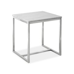 Esme White Marble And Brushed Nickel Rectangular End Table