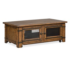 Chesterfield Farmhouse Timber Lift Top Storage Cocktail Table With Casters