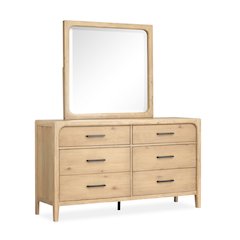 Somerset Butternut Double Drawer Dresser With Landscape Mirror