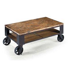 Pinebrook Distressed Natural Pine Rectangular Starter Cocktail Table