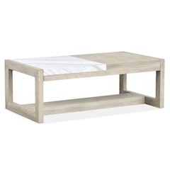 Preston Gallery Buff And Antique Silver Rectangular Cocktail Table