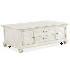 Newport Alabaster Lift Top Storage Cocktail Table With Casters