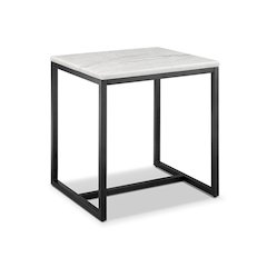 Torin White Marble And Matte Black Rectangular End Table