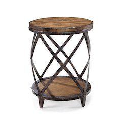 Pinebrook Distressed Natural Pine Round Accent Table
