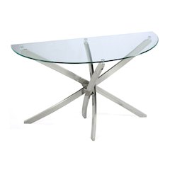 Zila Brushed Nickel Demilune Sofa Table