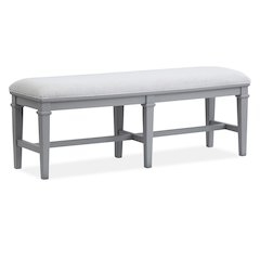 Charleston Harbor Gray Grey Upholstered Bench