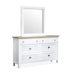Windmill Harbour White Whisp And Sand Double Drawer Dresser With Portrait Mirror