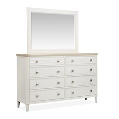 Echo Isles Sea Pearl And Driftwood Double Drawer Dresser With Landscape Mirror