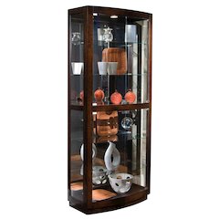 Pulaski Curios Mahogany Brown Curved Front 5 Shelf Curio Cabinet