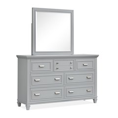Charleston Harbor Gray Grey Drawer Dresser With Landscape Mirror