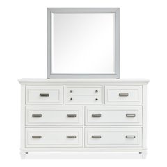 White Dove And Harbor Gray White Drawer Dresser With Grey Landscape Mirror
