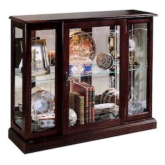 Pulaski Curios Cherry Brown Lighted 1 Shelf Console Display Cabinet