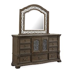 Durango Willadeene Brown Drawer Dresser With Shaped Mirror