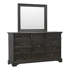 Pulaski Hickory Creek Brown Velvet 10 Drawer Dresser With Mirror