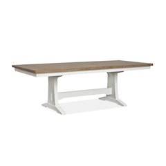 Kingston Whisper White And Cerused Nutmeg Extendable Trestle Dining Table