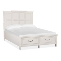 Willowbrook Egg Shell White With Slight Rub Through Queen Panel Storage Bed