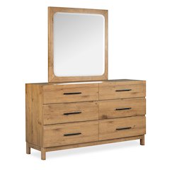 Davenport Rustic Caramel Double Drawer Dresser With Portrait Mirror