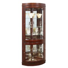Pulaski Curios Cherry Brown Curved 5 Shelf Corner Curio Cabinet