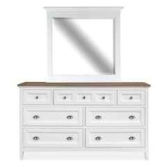 Chalk White And Dovetail Grey 2 Tone Drawer Dresser With Landscape Mirror