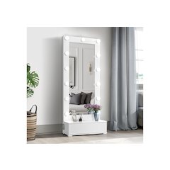 Ella White Narrow Tall Mirror With Led And Speaker