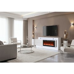 Kira White 87" Entertainment Unit With Bluetooth Speaker And Led