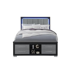 Emma Black/Grey Queen Bed With Led And Usb