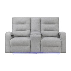 U6611 Grey 15 Power Console Reclining Loveseat With Led