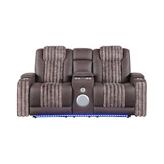 U8000 Brown Pwr Console Rec Loveseat W/Phr, Led And Speaker