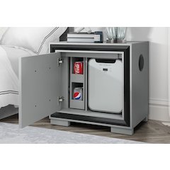 Amelia Grey/Black Nightstand With Cooler And Speaker