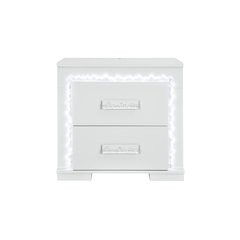 Naomi Silver Marble Nightstand With Led