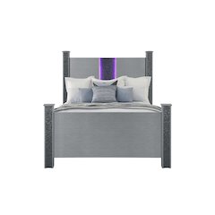 Logan Silver Full Bed With Led And Speakers