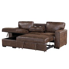 Transitional Reversible Pull Out Sofa Bed, Coffee
