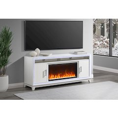 Lily White Entertainment Unit 72 W/ Led, Speakers, Crystal Inserts