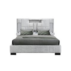 Contemporary Oscar Grey King Bed No Wood Trim, Grey