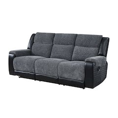 Traditional Glam Reclining Sofa, Black,Grey