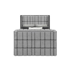 Isabella Grey Queen Bed W/Led, Tv Lift, Speaker And Fireplace