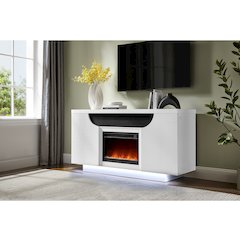 Aileen White 66" Ent Unit W/Led, Speakers, Crystal And Pop-Up Doors
