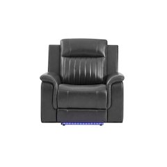 U8879 Blanche Charcoal With Black Welt Power Recliner With Led