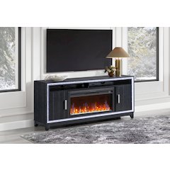 Lily Dark Grey Ent Unit 72 Inch W/ Led, Speakers, Crystal Inserts