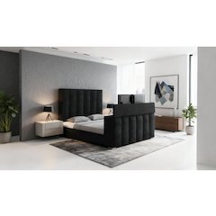 Serenity Onyx King Bed With Speaker, Tv Lift And Fireplace