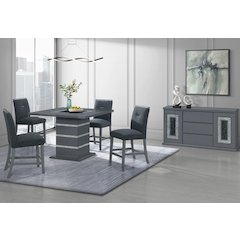 Monaco Dark Grey Bar Table And 6 Monaco Dark Grey Bar Stools