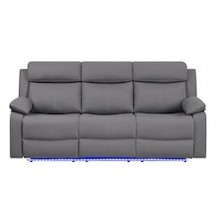 U6026 Grey Pu 46A Reclining Sofa With Led