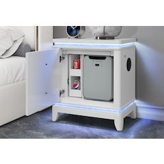 Alina White Nightstand With Cooler, Led, Speaker And Usb