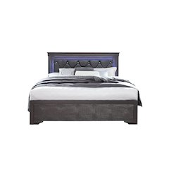 Traditional Glam Pompei Metallic Grey King Bed With Led, Grey