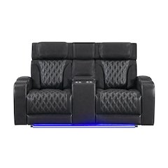 U8611 Blanche Charcoal Pwr Con Rec Loveseat With Phr, Led & Speaker