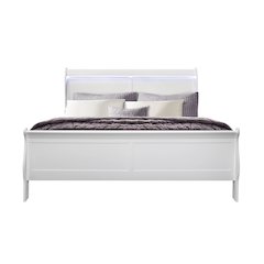 Traditional Glam Charlie White King Bed With Led, White