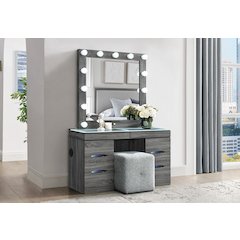 Lexi Grey Vanity Set With Stool